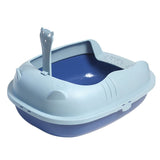 Cats Litter Box Pet Semi-Closed Sandbox Anti Splash Plastic with Spoon