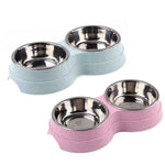 Double Pet Bowls Food Water Feeder