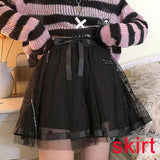 Pink Striped Gothic Sweaters Fairy Grunge Emo Streetwear Lolita