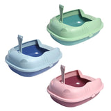 Cats Litter Box Pet Semi-Closed Sandbox Anti Splash Plastic with Spoon