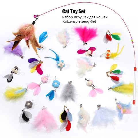 11 Pcs Kitten Feather Wire Wands Worm Teaser