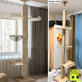 Adjustable Cat Tree Tower Floor to Ceiling Multi-Level Condo