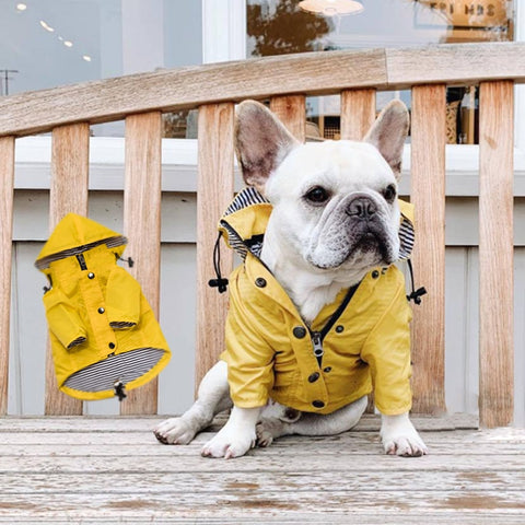 Pet Dog Raincoat with Pockets PU French Bulldog