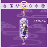 Anime Keychain Genshin Impact Zhongli Hutao Scaramouche Interlayer Key Chain Accessories Cute Bag Pendant Key Ring for Fans Gift