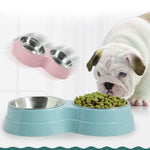 Double Pet Bowls Food Water Feeder